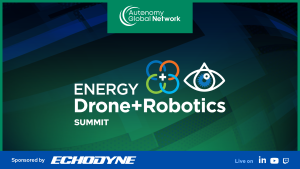Hero banner for the Energy Drone+Robotics Summit by Autonomy Global Network, with sponsor Echodyne banner at bottom.