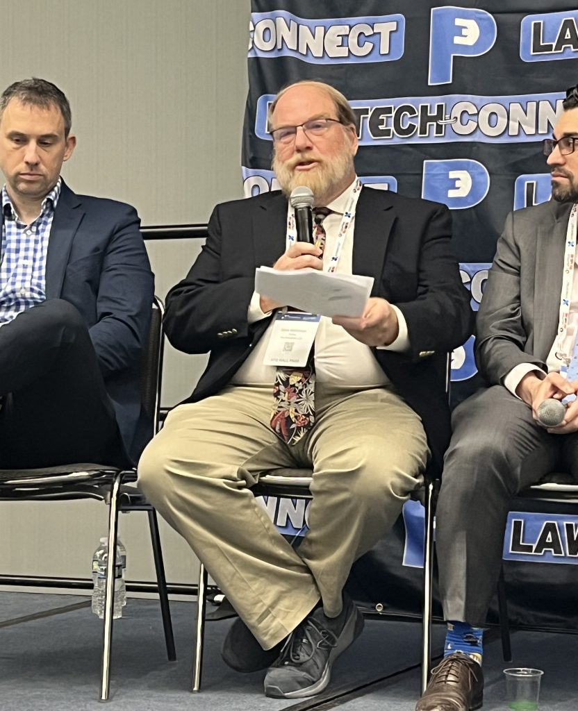 Mark McKinnon, Partner at Fox Rothschild, has been involved with Law-Tech Connect since its inception, here flanked by (left) Basile and (right) Ferraro.