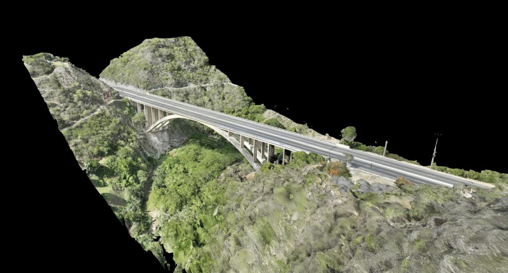 IDigital twin of bridge in Venezuela. After the mapping phase, when international teams arrived, the skies got crowded.